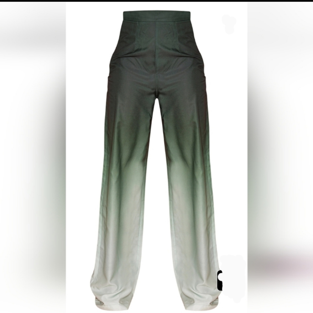 Green Ombre Print Wide Leg Pants